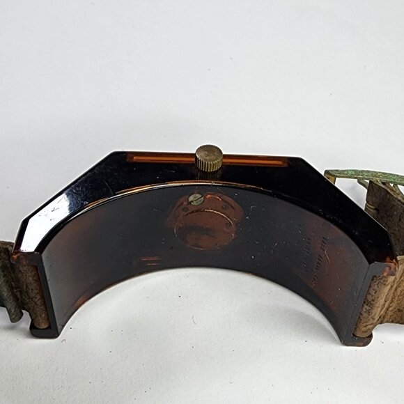 Mount Royal Watch Windup Vintage MCM Womens Brown  Acrylic Lucite Working - Picture 10 of 13